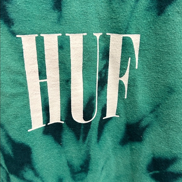 HUF Worldwide Tie Dye Long Sleeve T-shirt Green Pink Large - Picture 2 of 10